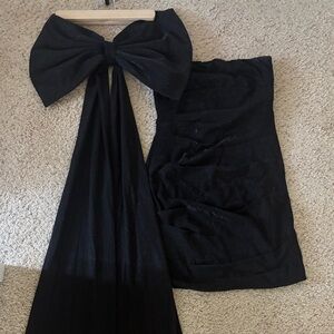 Windsor glitter Black Mini party Dress with detachable Bow Detail